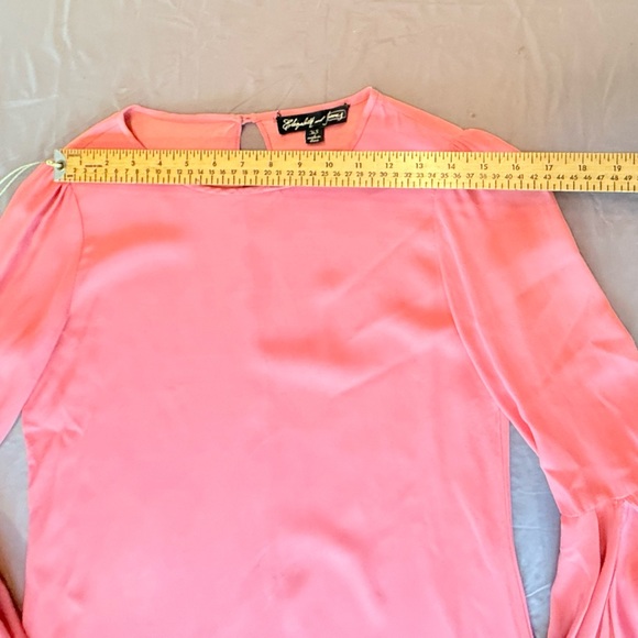 Elizabeth and James Pink Boatneck Fluted Sleeve Silk Mini Shift Dress XS $495 - Picture 11 of 15